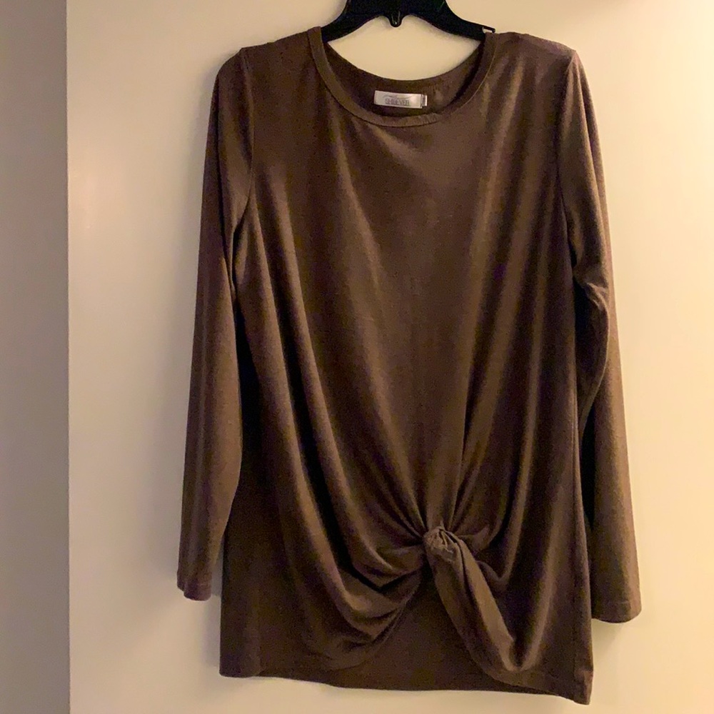Brown Twist Knotted Shirt